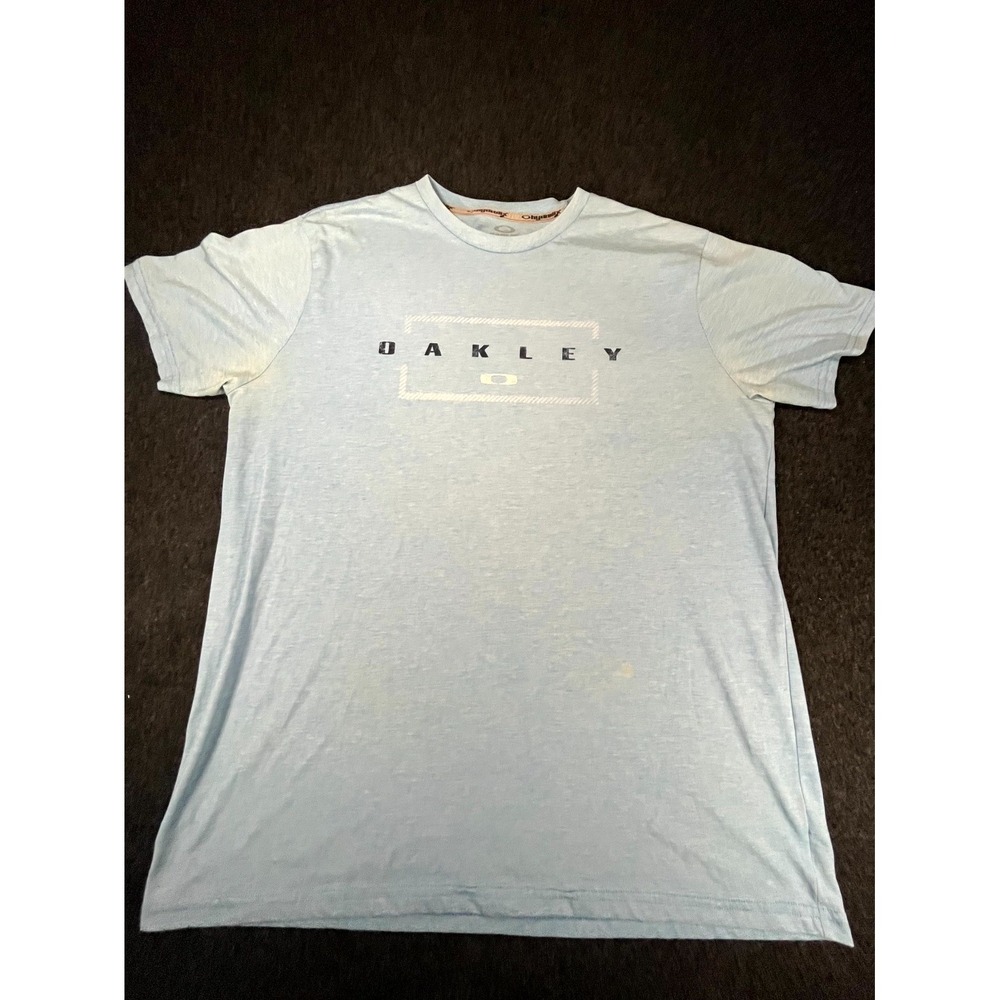 Oakley Y2K T Shirt Mens XL Light Blue Cotton Graphic Relaxed Fit Casual Wear
